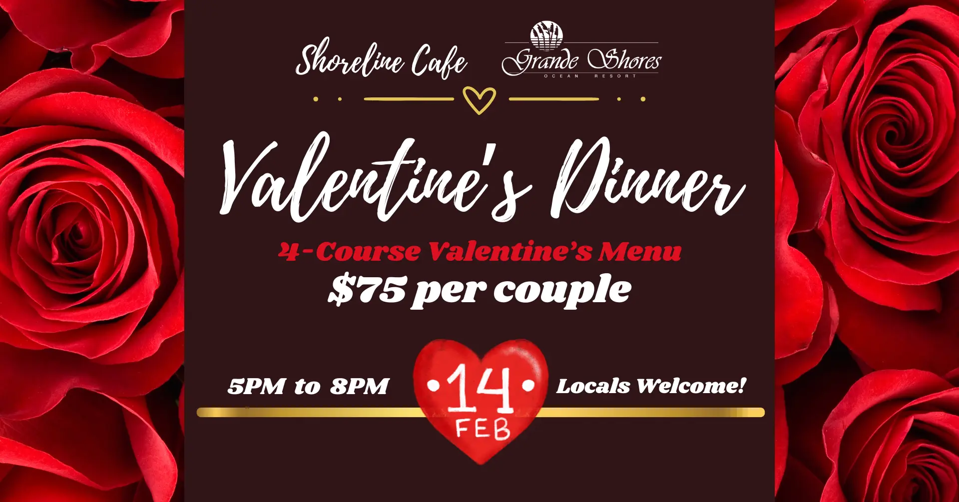 Valentine’s Packages & Valentine’s Dinner at Shoreline Café
